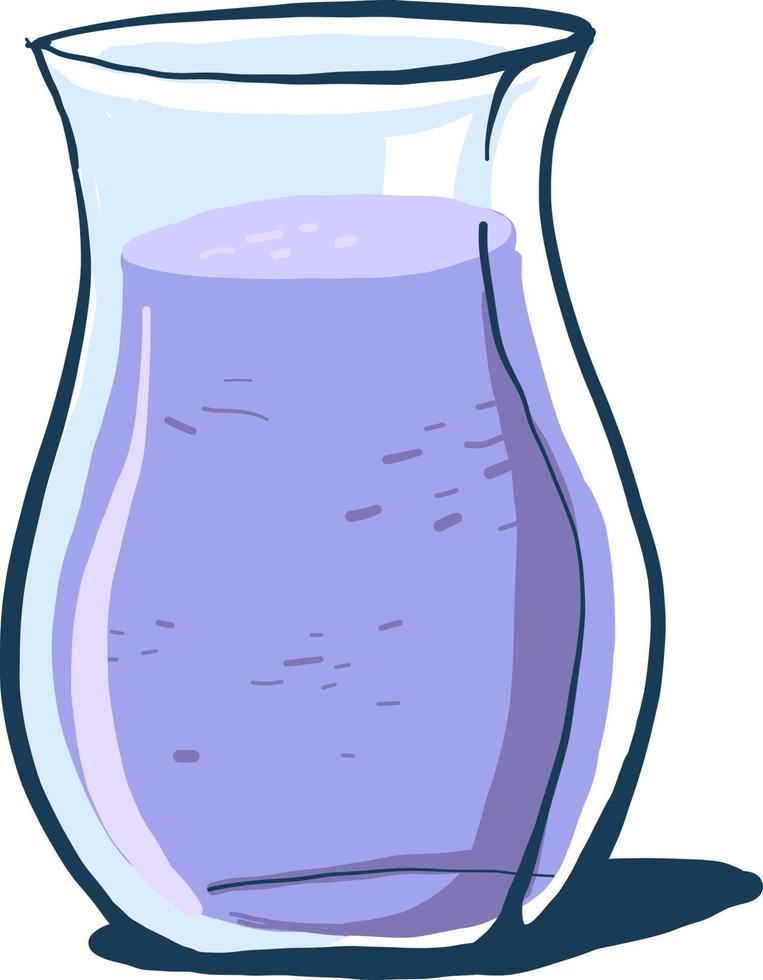 Vase mit violettem Wasser, Illustration, Vektor auf weißem Hintergrund