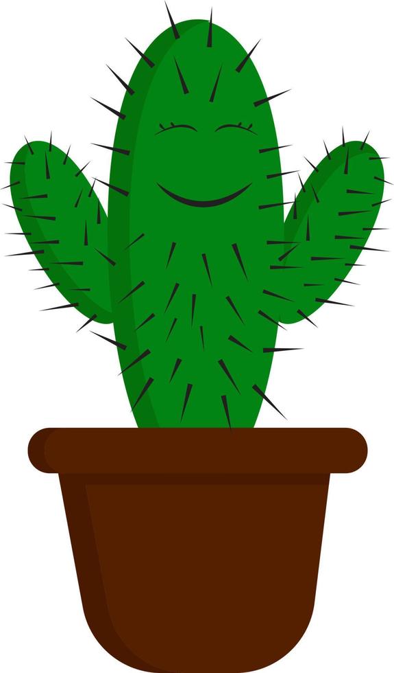 ein fröhlicher grüner kaktus, vektor oder farbillustration.