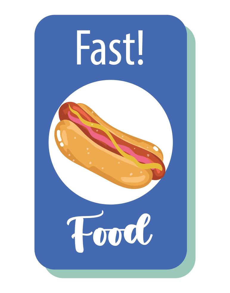 Fast Food. Hot Dog ungesundes Menü Restaurant Poster vektor