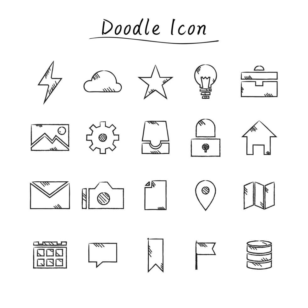 doodle utbildning ikoner vektor