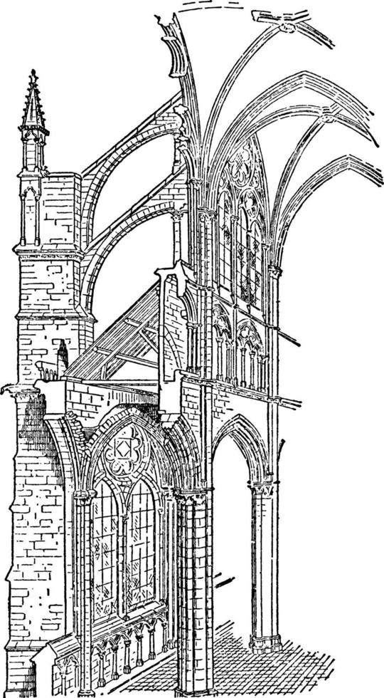 amiens katedral, årgång illustration. vektor