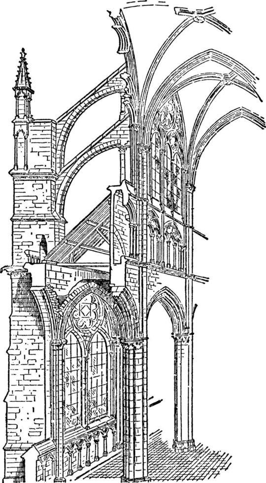 Kathedrale von Amiens, Vintage Illustration. vektor