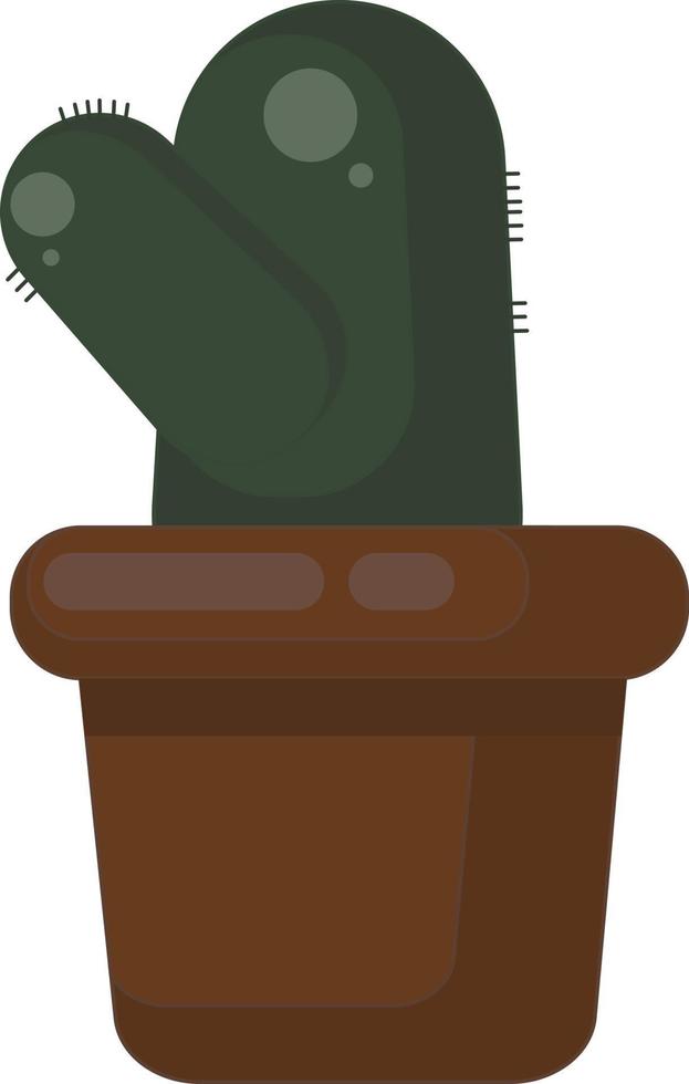 Fetter Kaktus im Topf, Illustration, Vektor auf weißem Hintergrund.