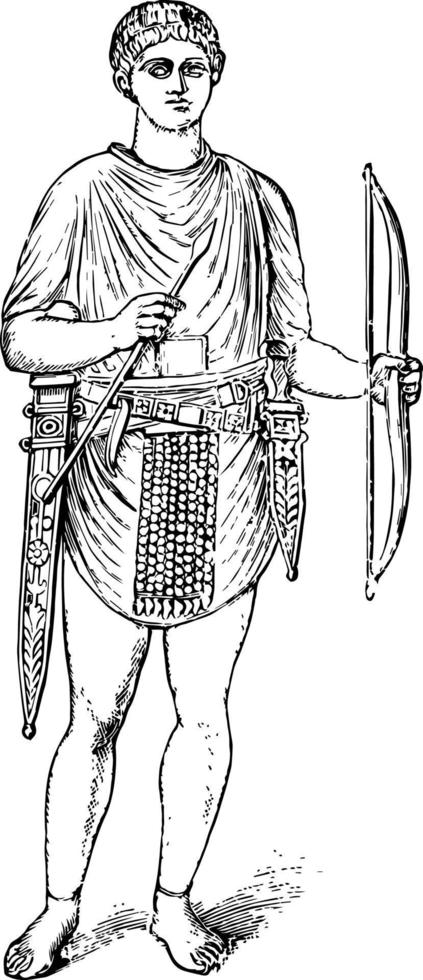 Bogenschütze ist eine Vintage-Gravur des Römischen Reiches. vektor