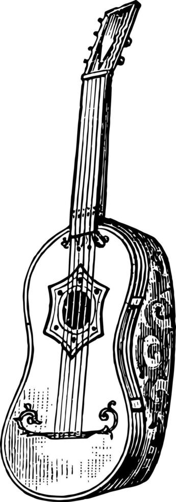 franska gitarr, årgång illustration. vektor
