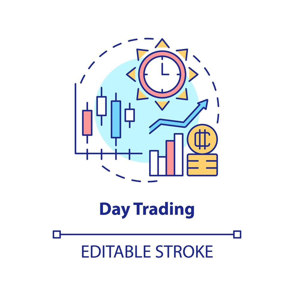 Day-Trading-Konzept-Symbol. aktives Engagement. Weg, Geld mit Krypto-abstrakten Ideen zu verdienen, dünne Linienillustration. isolierte Umrisszeichnung. editierbarer Strich. vektor