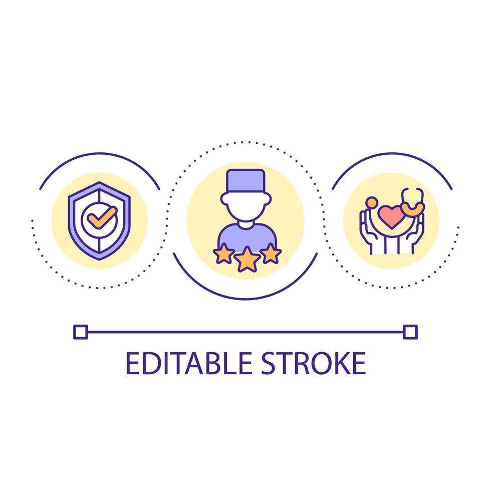 medicinsk arbetstagare slinga begrepp ikon. klinisk läkare och terapeut. professionell medicinsk hjälp abstrakt aning tunn linje illustration. isolerat översikt teckning. redigerbar stroke. vektor