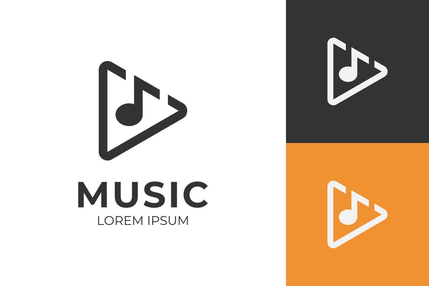 Play Media Musik-Logo-Icon-Design. mit Play-Button und Clef-Element-Design-Konzept. Musik-Logo-Design-Vektor-Illustration vektor