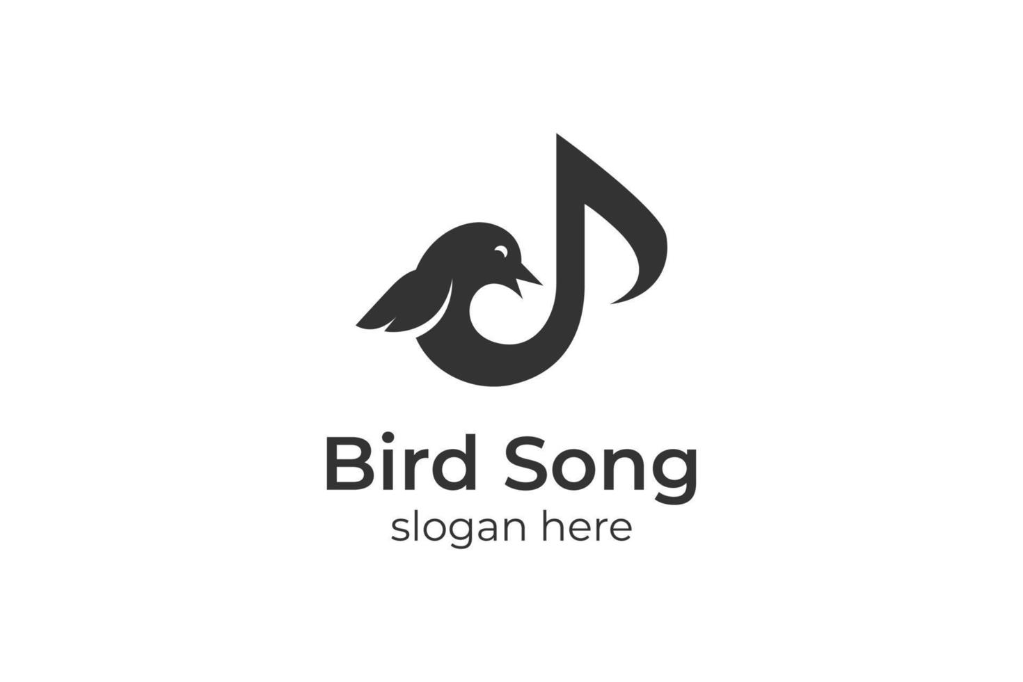 Singvogel-Silhouette-Logo-Design mit Kanarienvogel. musiknoten für liedvokalsymbol oder naturvogelstimme logo design illustration vektor