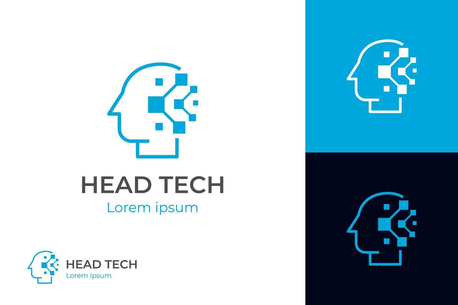 Human Technology oder Human Digital, Head Tech Icon Symbol, Robot Tech Line Logo Design vektor