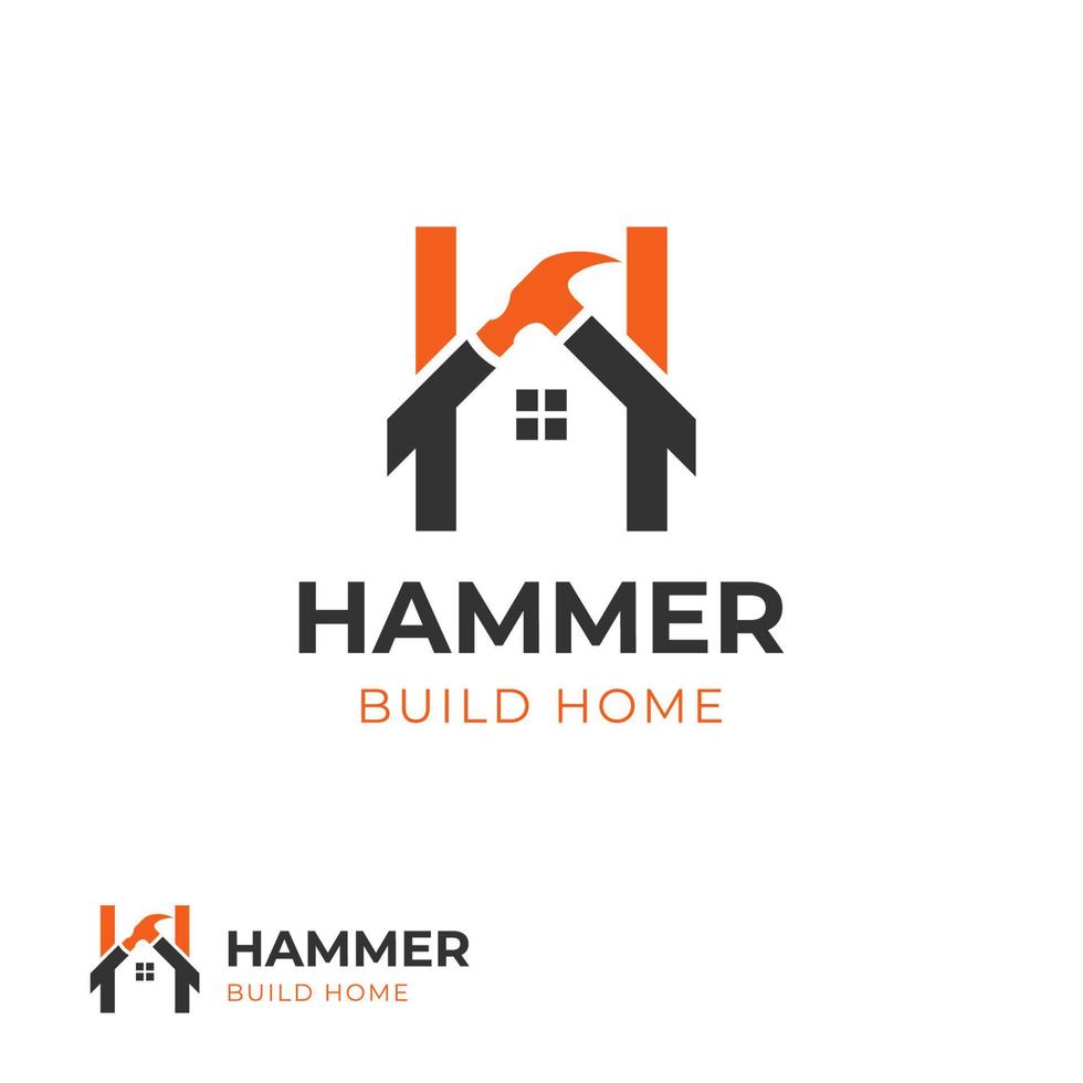 moderne buchstabe h hammer logo immobilien für service-, baumeister- und tischlerlogo-ikonendesigns vektor