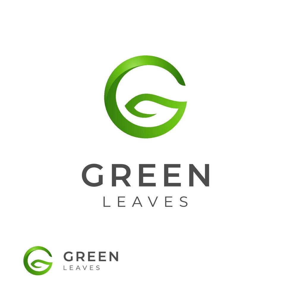 abstrakter anfangsbuchstabe g und grünes blattlogo verwendbar für geschäfts- und brandinglogos, logotypelement für vorlage vektor