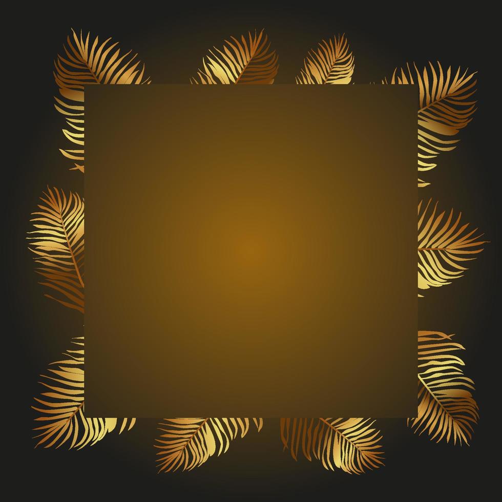 vektor bakgrund med guld och tropisk löv på mörk bakgrund. exotisk botanisk bakgrund design för kosmetika, spa, textil, hawaiian stil skjorta. bäst som omslag papper, tapet