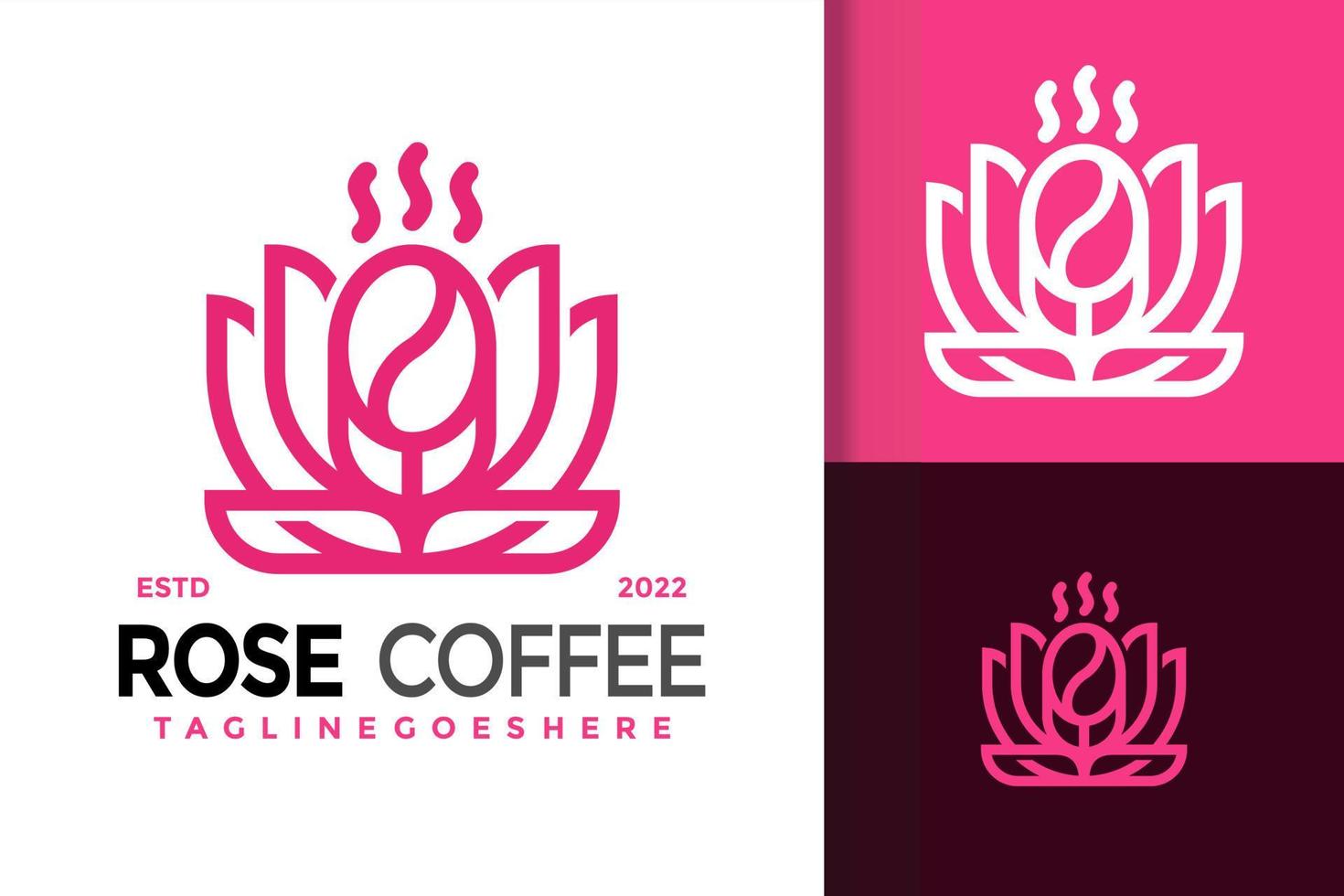 Rosenkaffee-Logo-Design, Markenidentitäts-Logos-Vektor, modernes Logo, Logo-Designs-Vektor-Illustrationsvorlage vektor