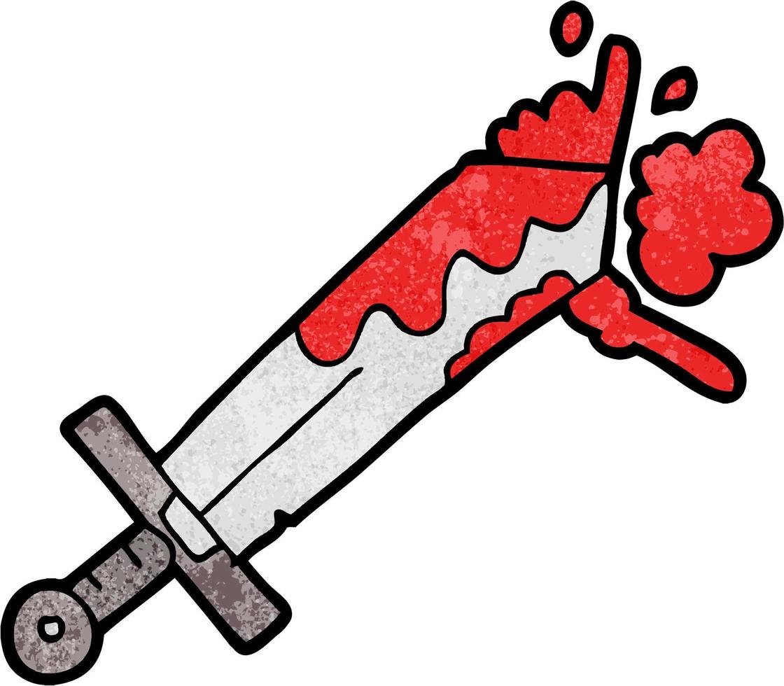 retro grunge textur tecknad serie blodig svärd vektor