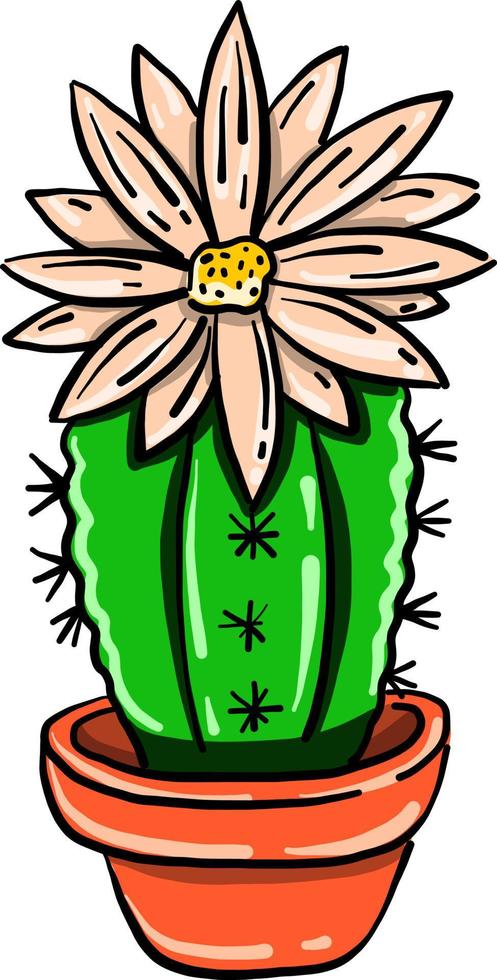kaktus med blomma, illustration, vektor på vit bakgrund