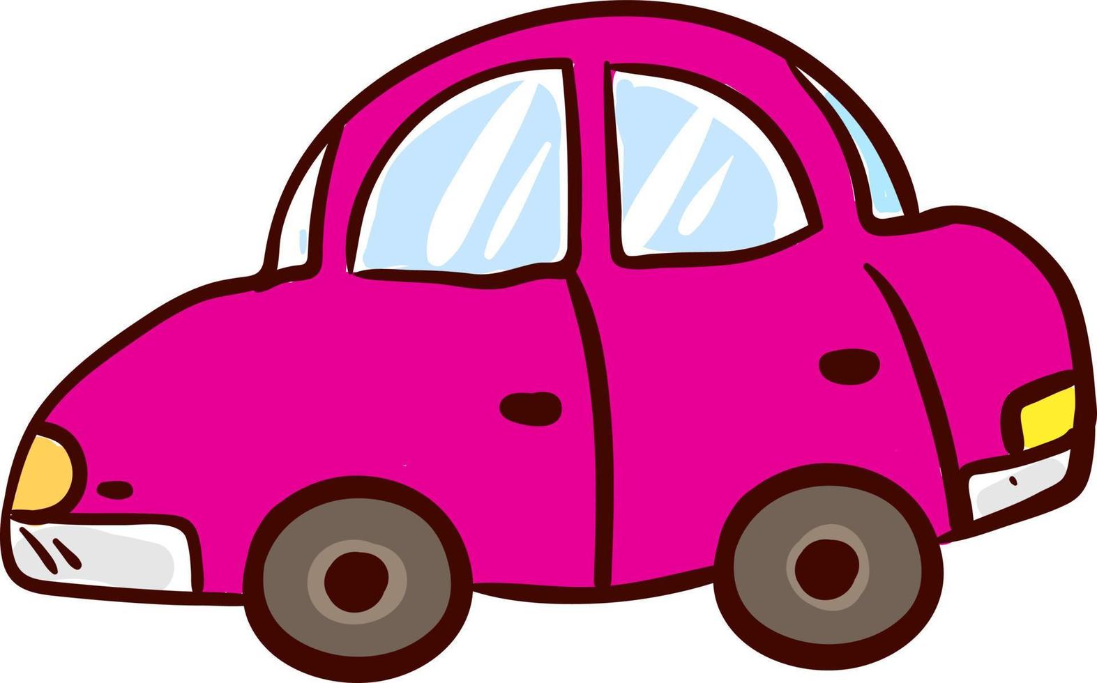 rosa bil, illustration, vektor på vit bakgrund