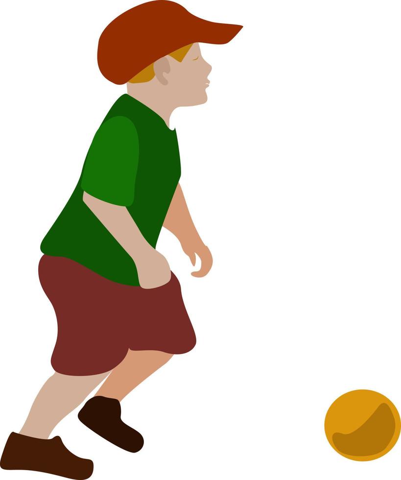 Junge mit Ball, Illustration, Vektor auf weißem Hintergrund.