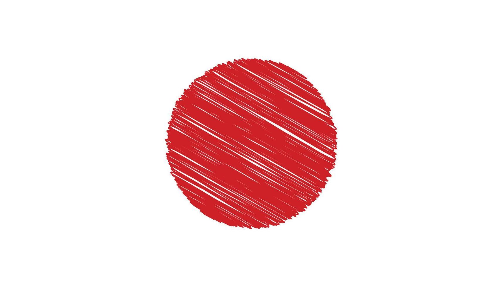 stänga upp japan nationell flagga med klottra effekt vektor illustration