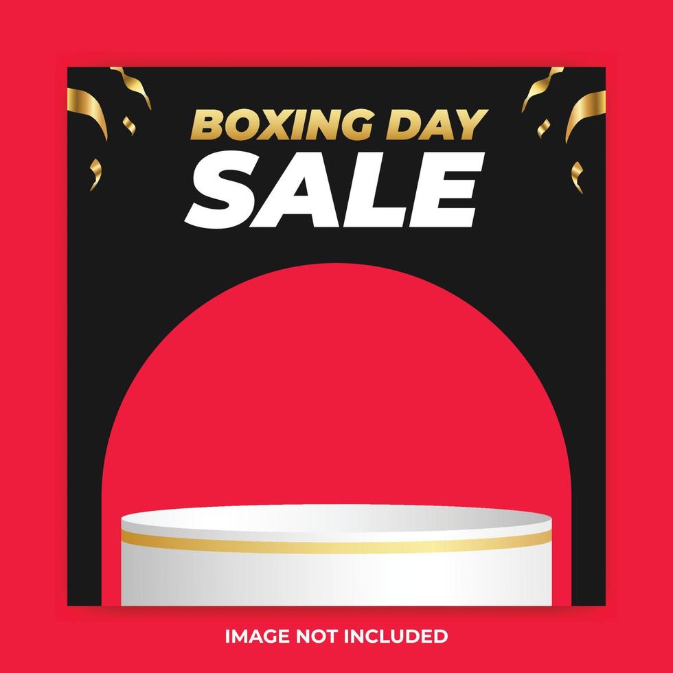 boxing day sale social media post vorlage mit weißem podium schwarzer freitag und frohes neues jahr vektor