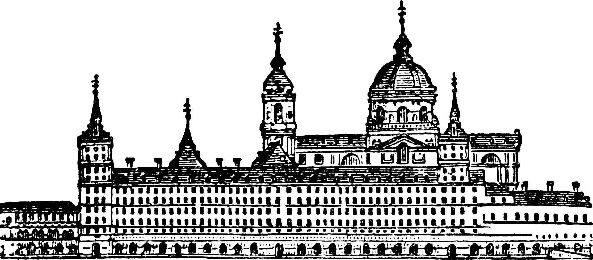 Escorial, årgång illustration. vektor