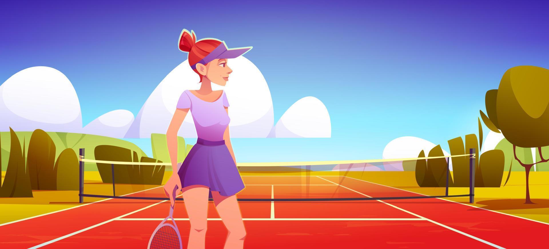 Junge Tennisspielerin trägt Uniform mit Schläger vektor