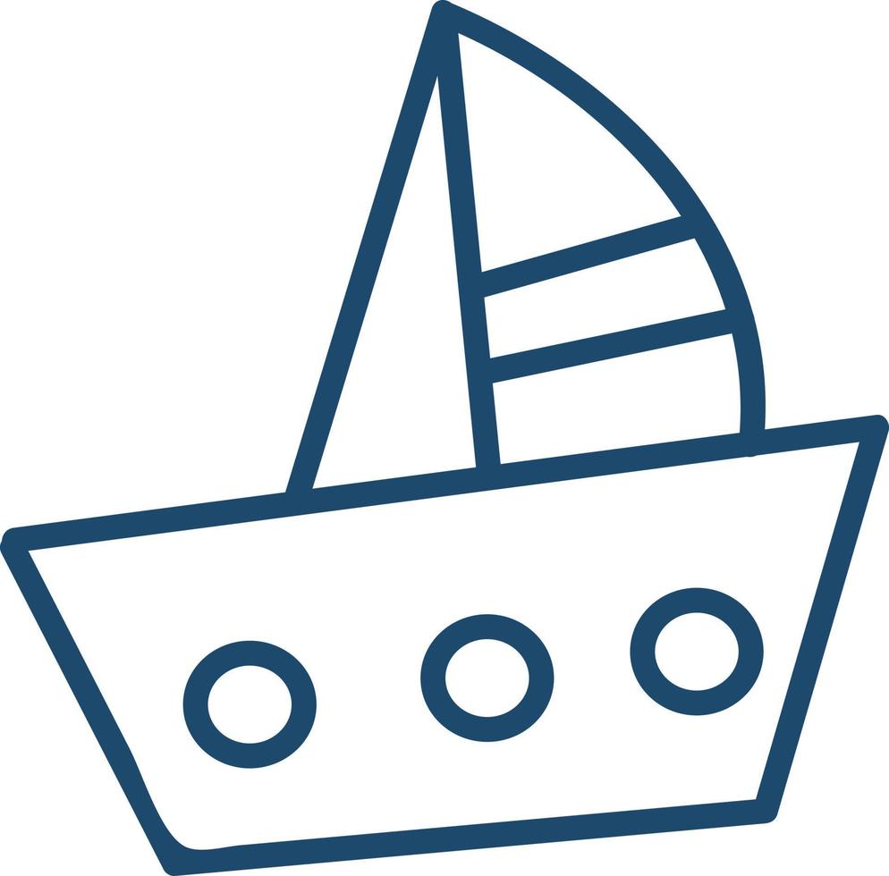 blaues kleines Boot, Illustration, Vektor auf weißem Hintergrund.