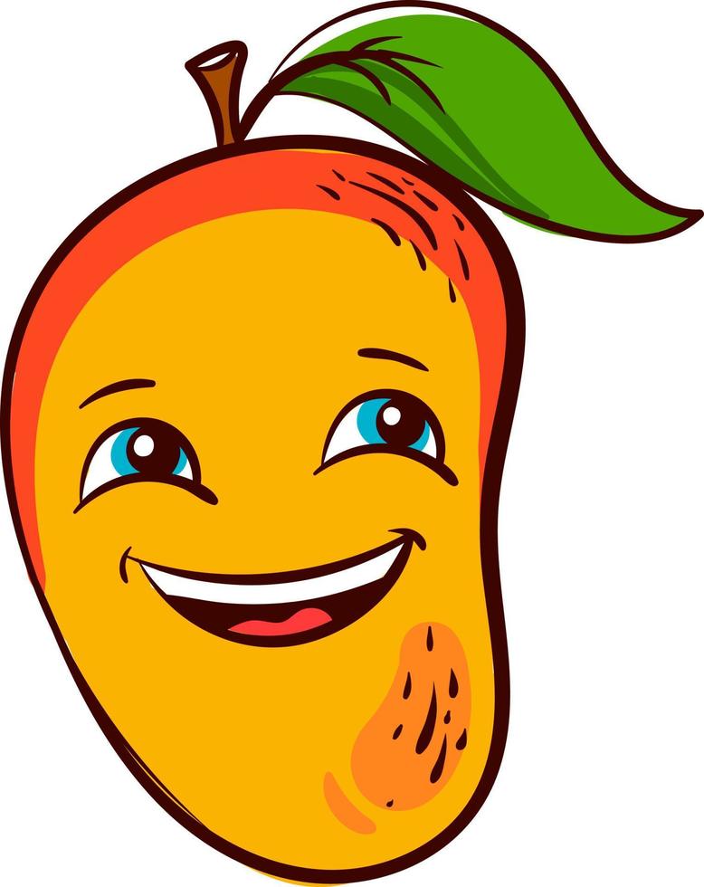 Happy Mango, Illustration, Vektor auf weißem Hintergrund