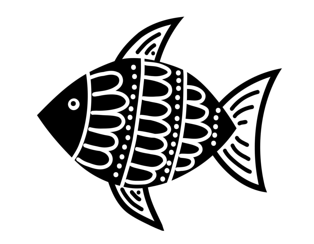 Vektor abstrakte Gekritzelfische im niedlichen Cartoon-Stil