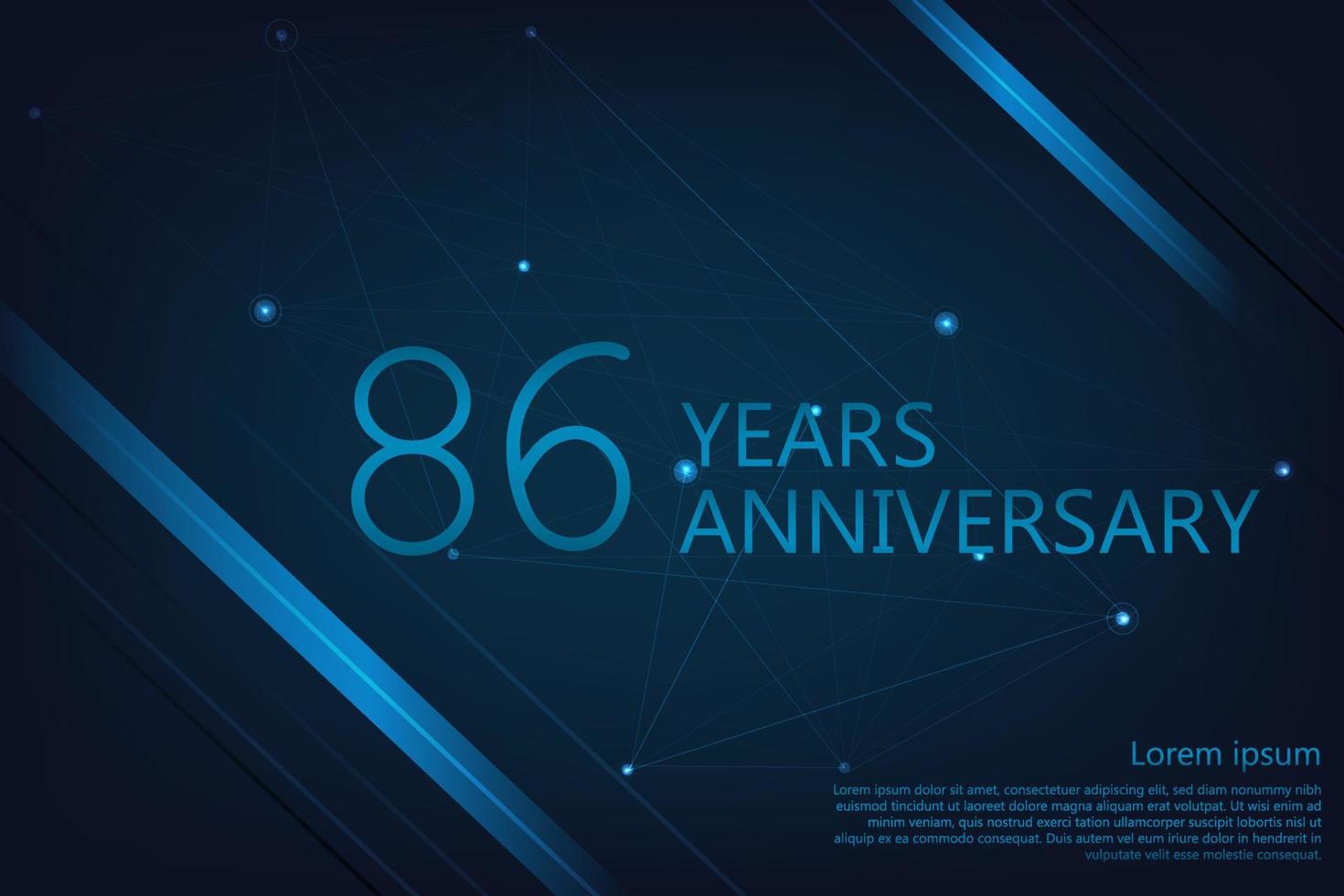 Geometrisches Banner zum 86-jährigen Jubiläum. Plakatvorlage zum Feiern einer Jubiläumsfeier. Vektor-Illustration vektor