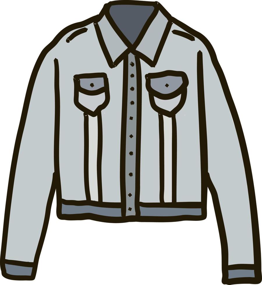 Jeansjacke, Illustration, Vektor auf weißem Hintergrund.