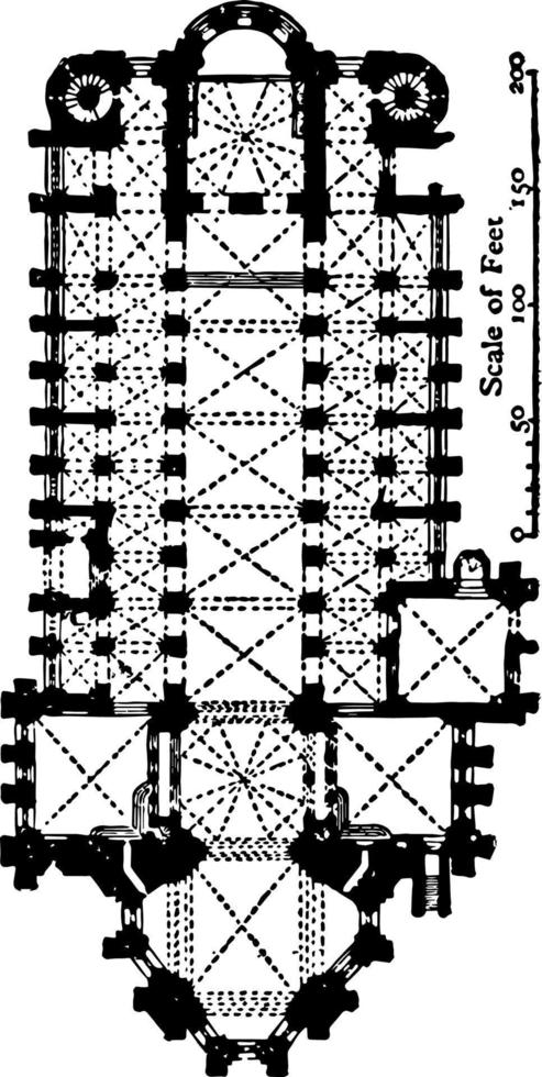 planen av katedral på mainz ad 976 årgång gravyr. vektor