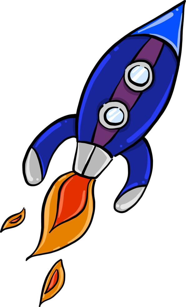blå Plats raket, illustration, vektor på vit bakgrund
