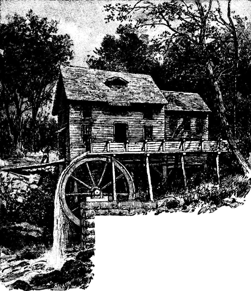 Mühle, Vintage-Illustration. vektor