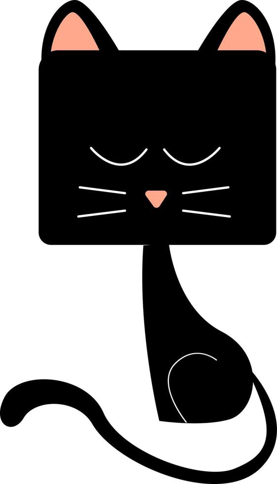 schwarze Katze, Illustration, Vektor auf weißem Hintergrund.