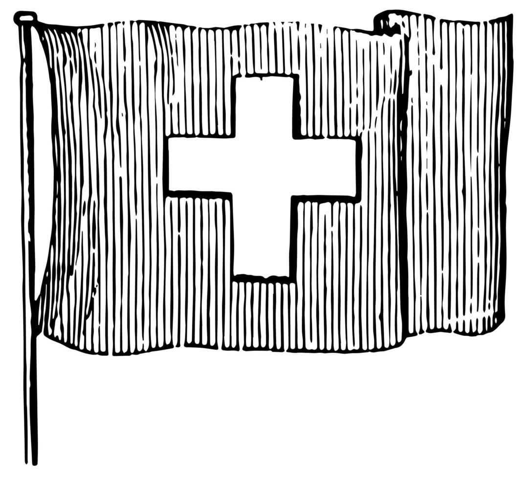 flagga av schweiz, 1881, årgång illustration vektor
