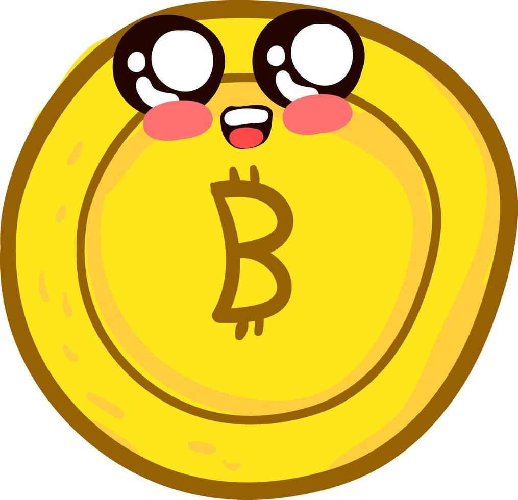 söt bitcoin , illustration, vektor på vit bakgrund
