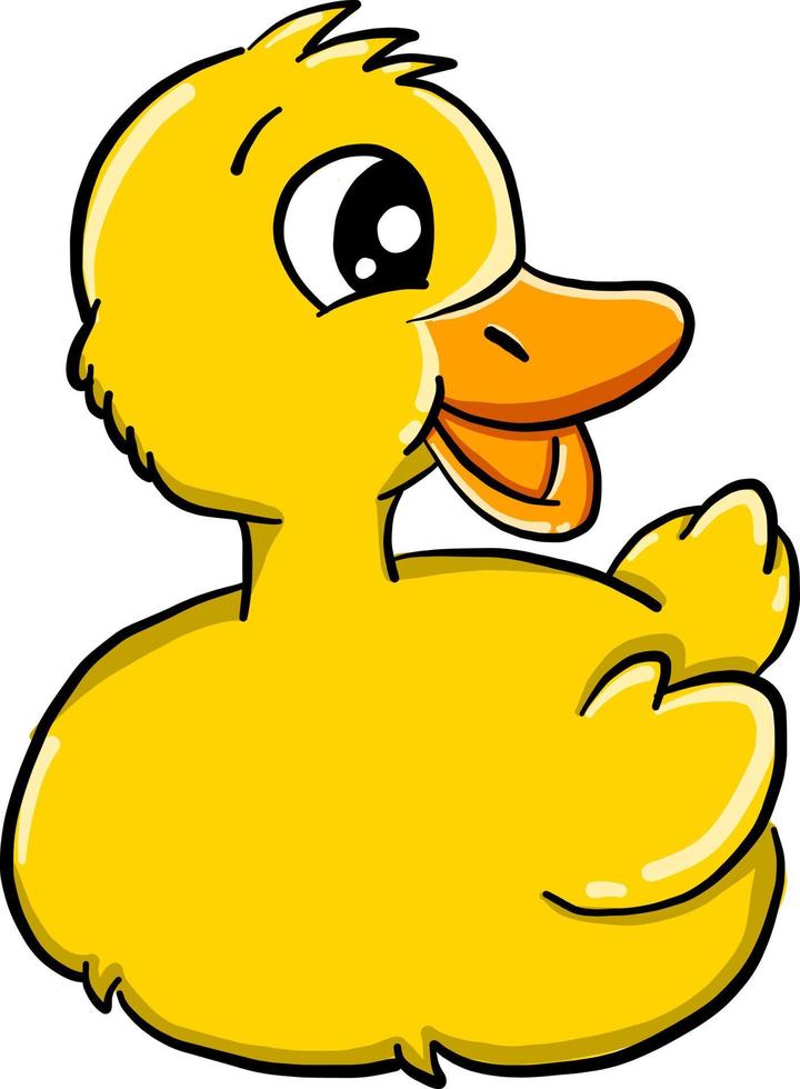 kleine gelbe Ente, Illustration, Vektor auf weißem Hintergrund
