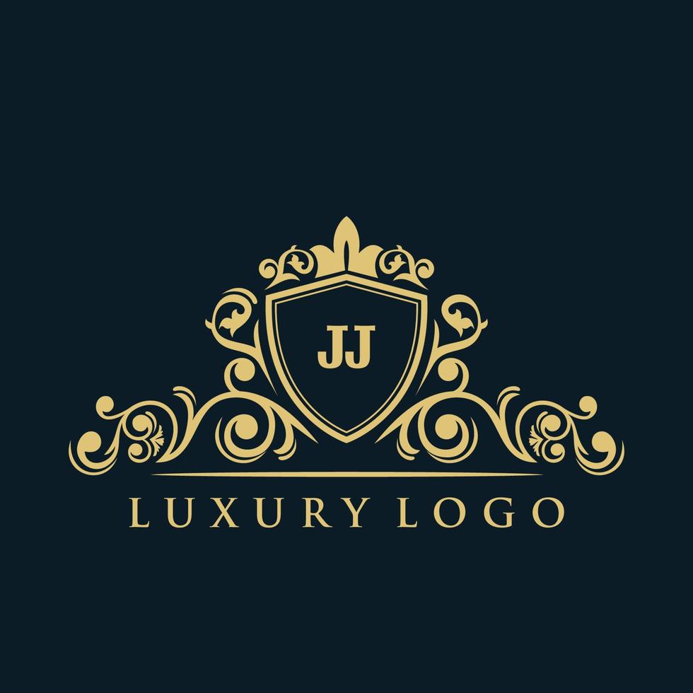 brev jj logotyp med lyx guld skydda. elegans logotyp vektor mall.