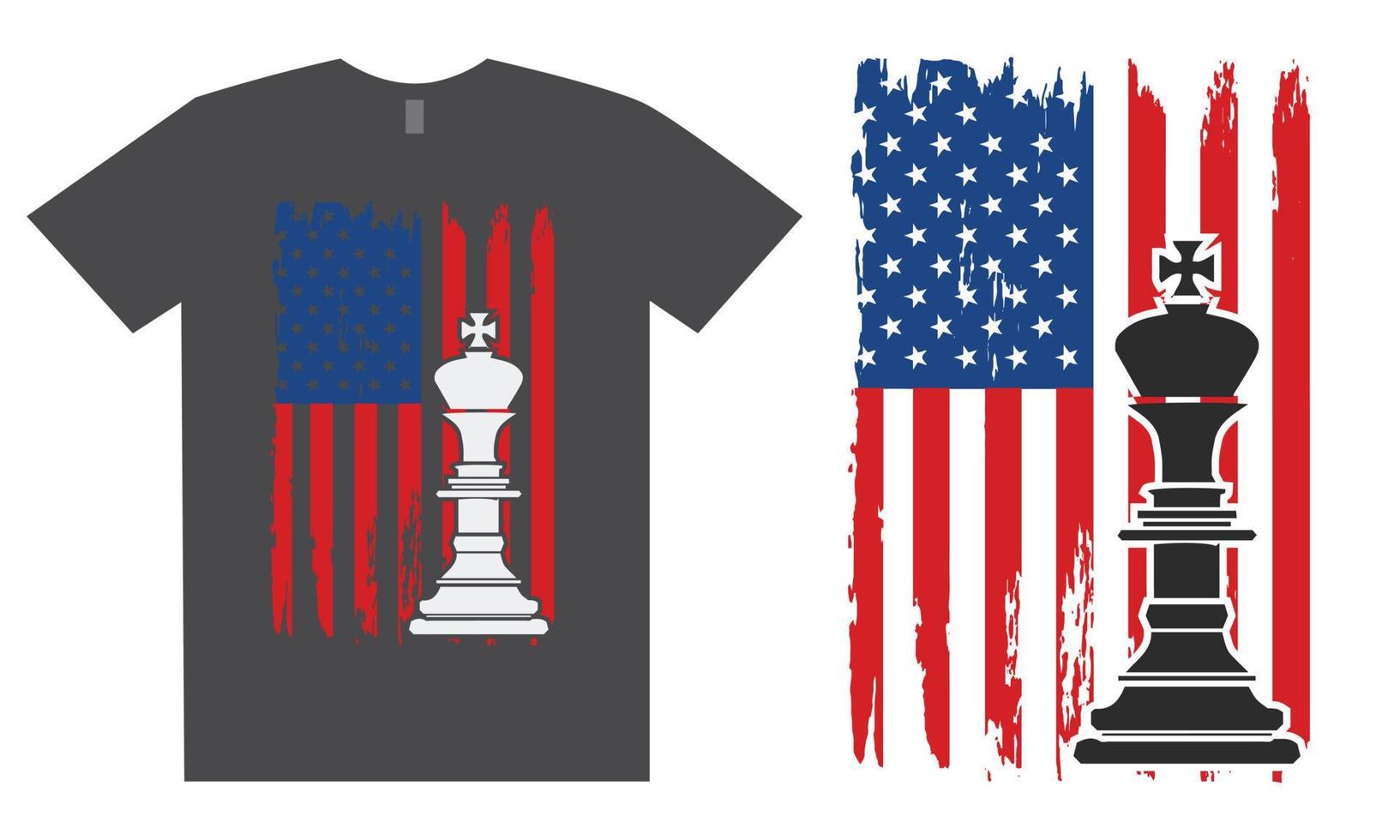Schach-T-Shirt-Design mit USA-Flagge vektor