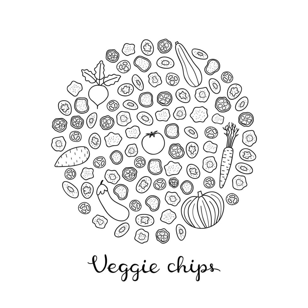 klotter veggie pommes frites i cirkel. vektor