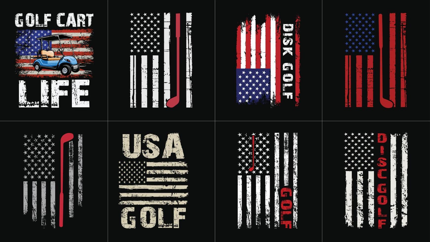 Golf-Design-Paket mit US-Flagge vektor