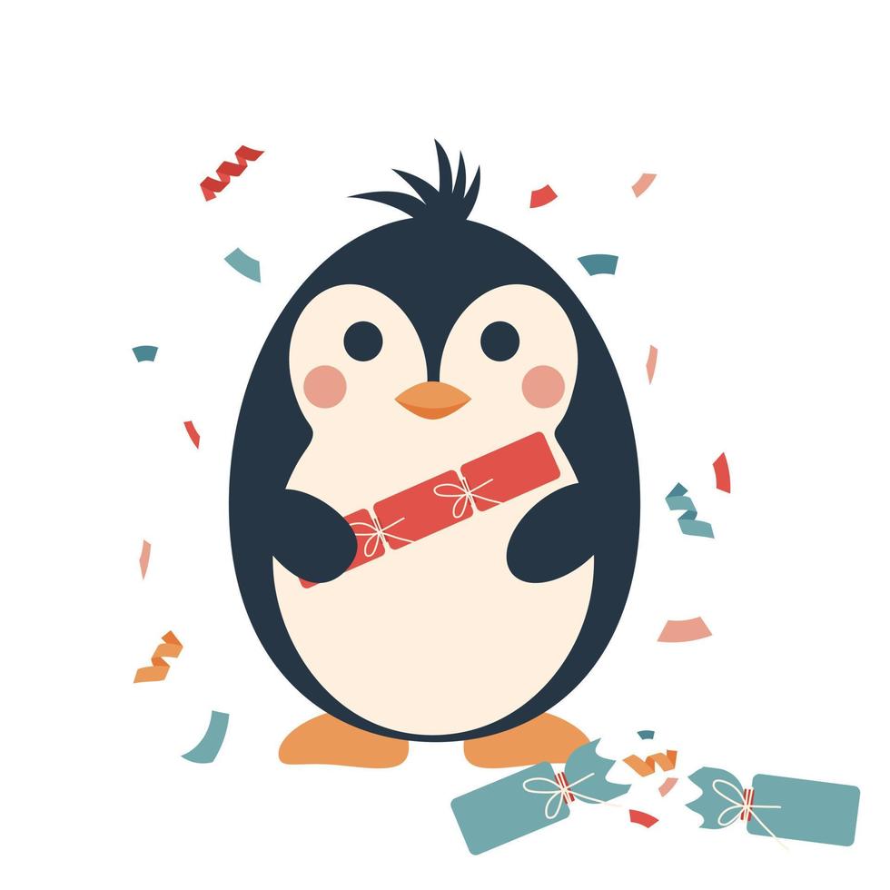 Pinguin-Cartoon-Illustration. Weihnachtscharakter. Winter 2023 vektor