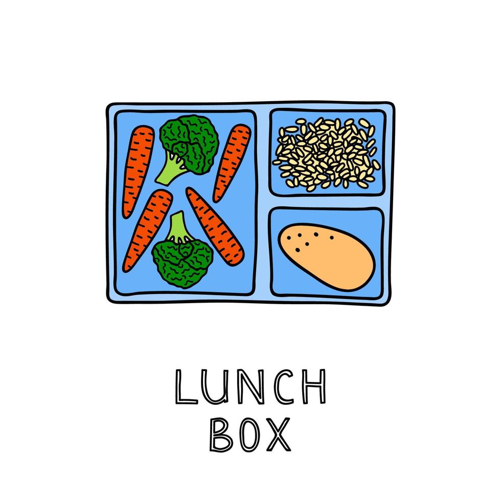 handgezeichnete vegetarische Lunchbox. vektor