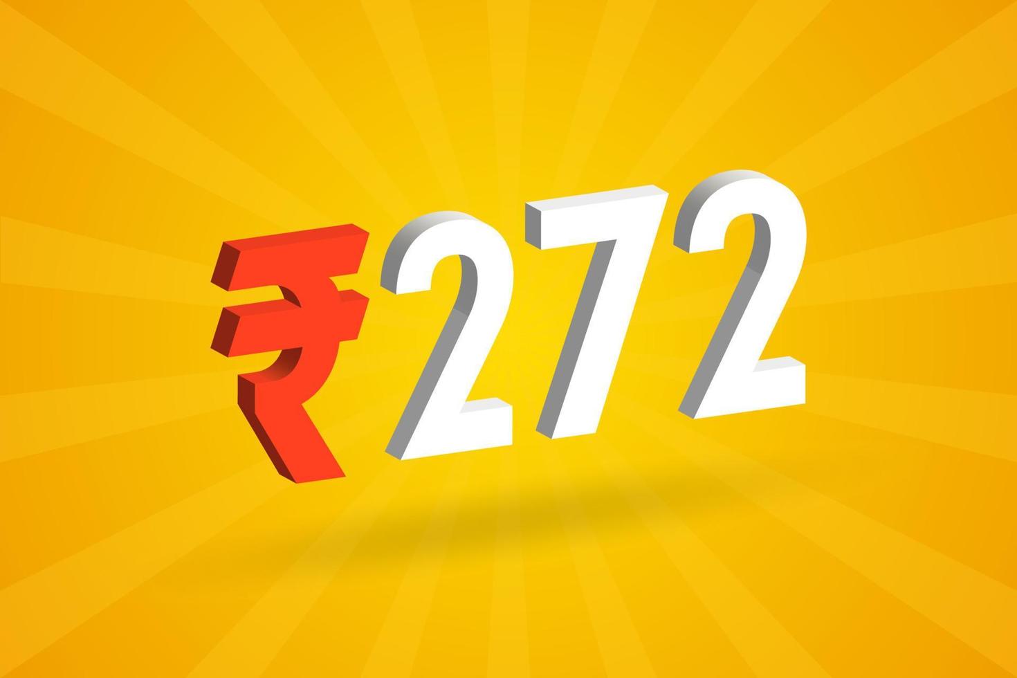 272 rupee 3d symbol djärv text vektor bild. 3d 272 indisk rupee valuta tecken vektor illustration