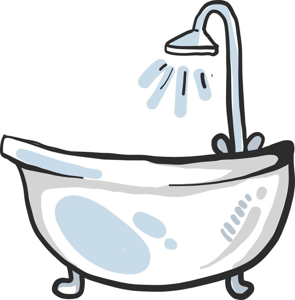 Badewanne, Illustration, Vektor auf weißem Hintergrund