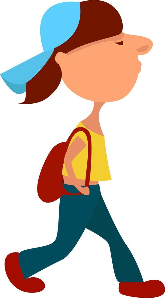 Mann mit rotem Rucksack, Illustration, Vektor auf weißem Hintergrund