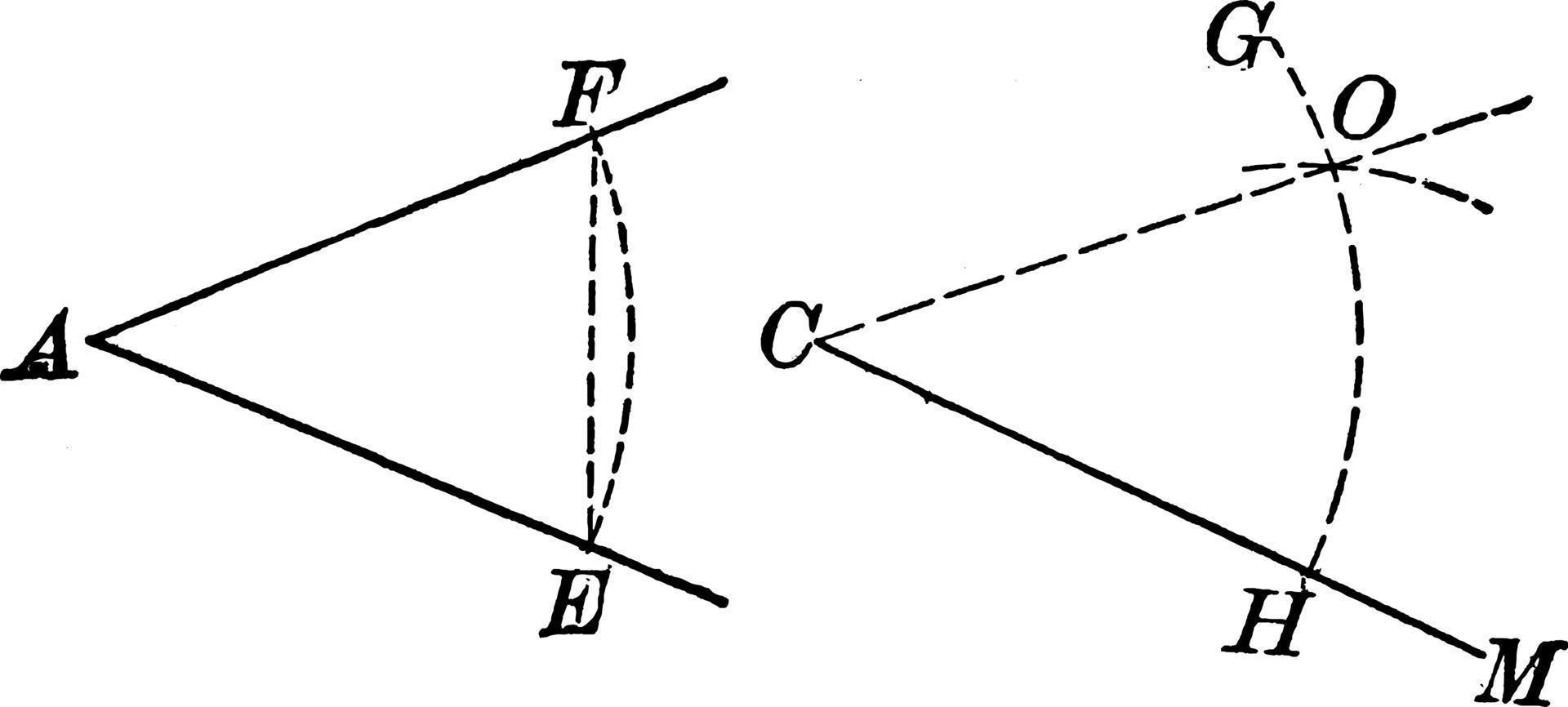 Konstruktion eines Winkels, Vintage-Illustration. vektor