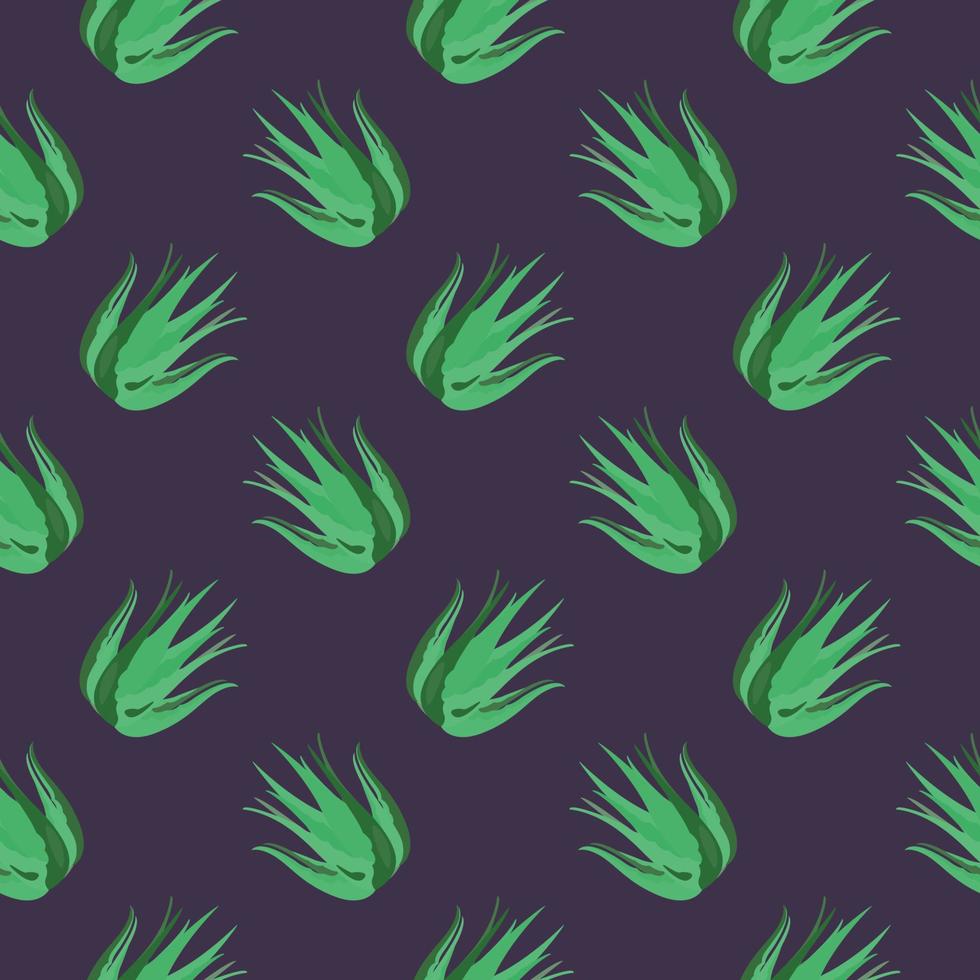 Aloe, nahtloses Muster auf einem lila Hintergrund. vektor