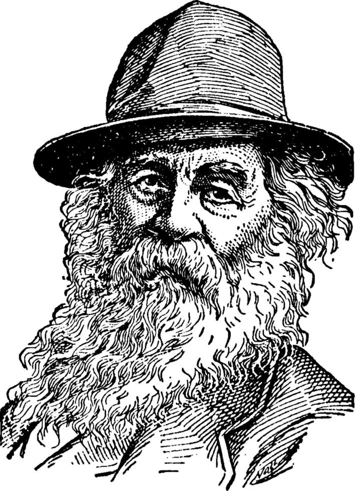 Walt Whitman, årgång illustration vektor